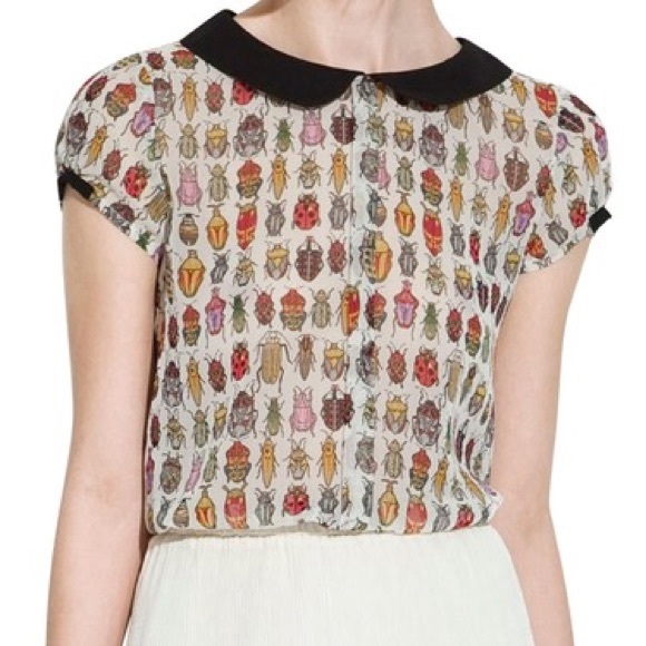 Zara Sheer Insect Beetle Blouse Peter 